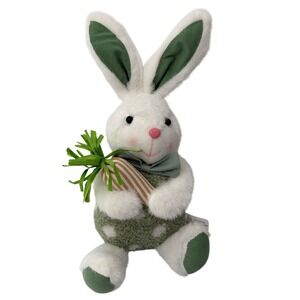Big Lots Easter Bunny Plush Green White Polka Dot Sherpa 15" Rabbit Decor Carrot